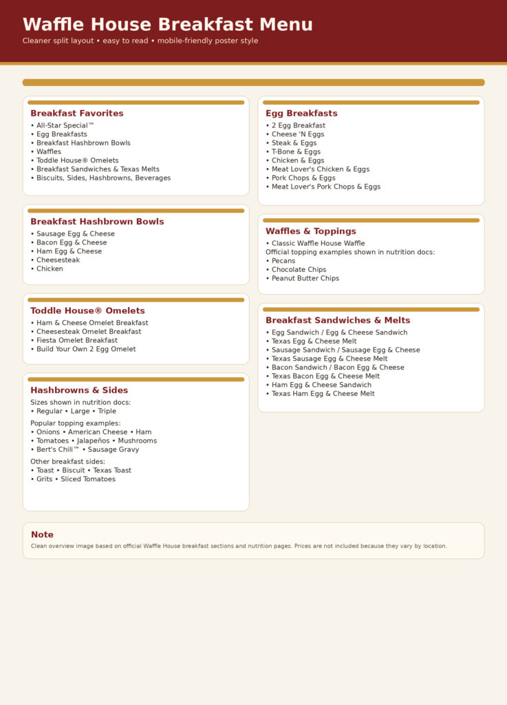 Waffle House Menu With Prices 2026 Breakfast, Lunch, And Dinner
